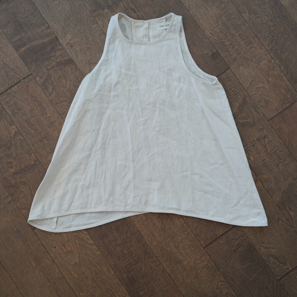 URSA Minor Linen Blend Boxy Tank Top Ivory lagenlook Sz.S‎